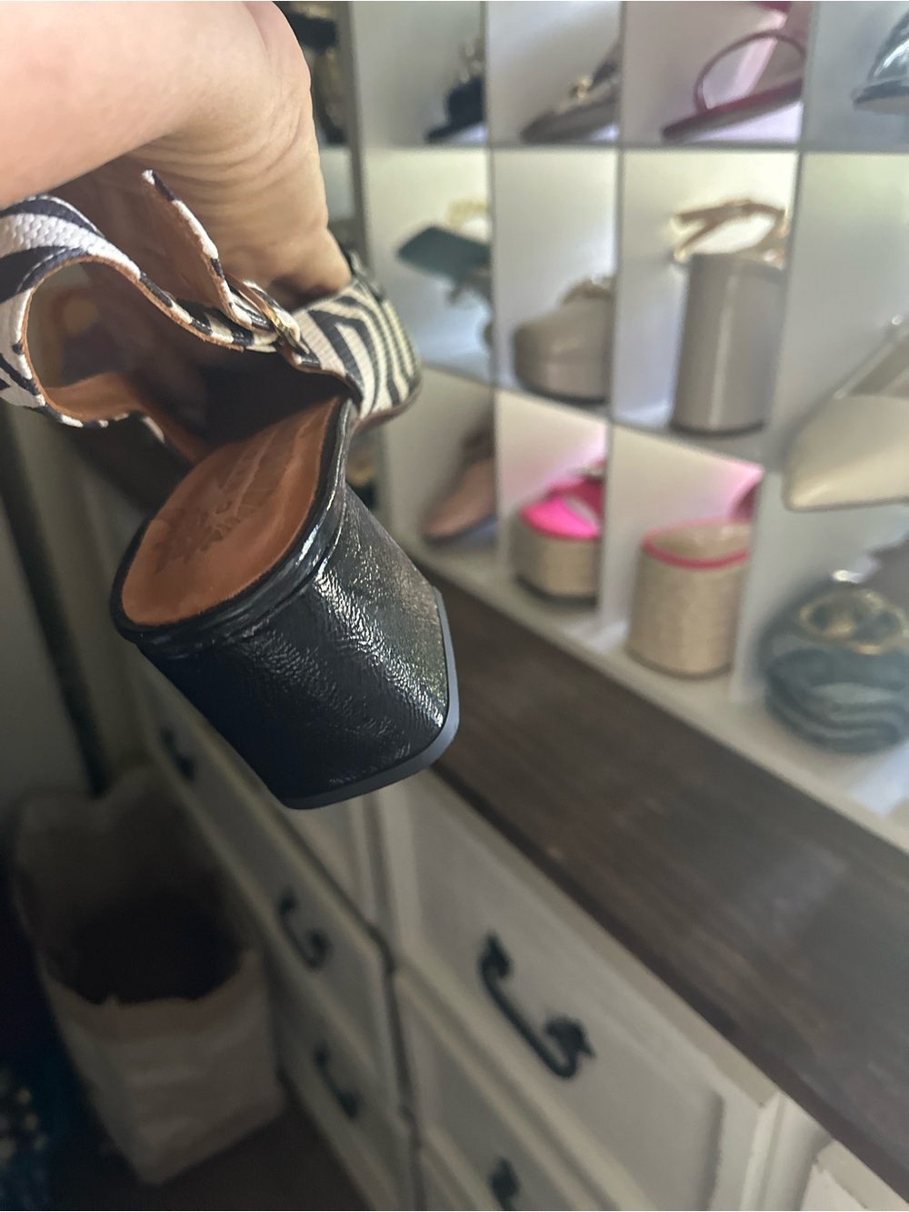 Chie Mihara Black and White Geometric Slingback Mules - Picture 10 of 15